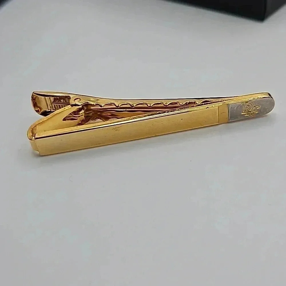 Christian Dior Bullet Back Gold Tone Cufflinks and Tie Bar - Picture 3 of 3